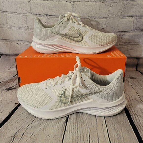 Womens Nike Downshifter White Sneakers - Picture 4 of 9